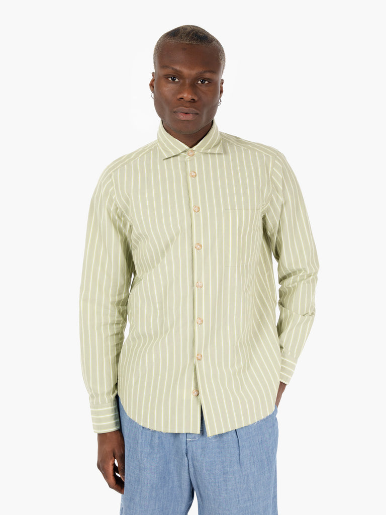 GMF - Camicia over a righe verde