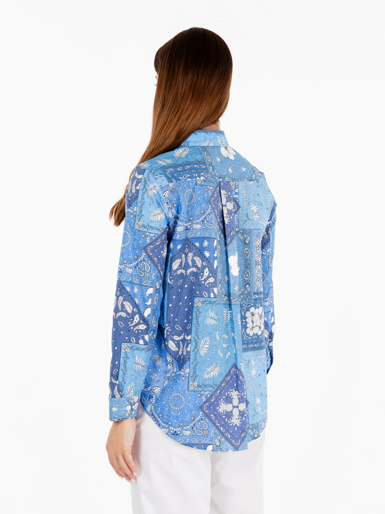 GMF - Camicia over motivo bandana azzurro