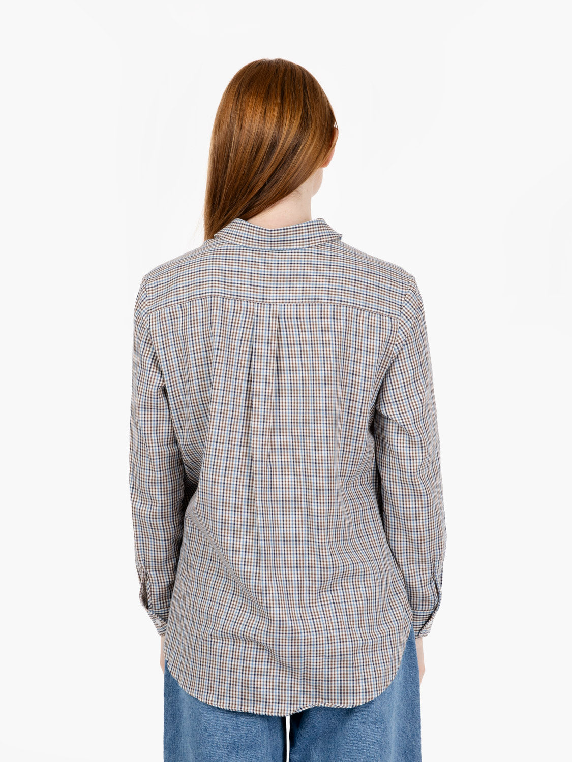 Oversized dark brown/blue checked shirt