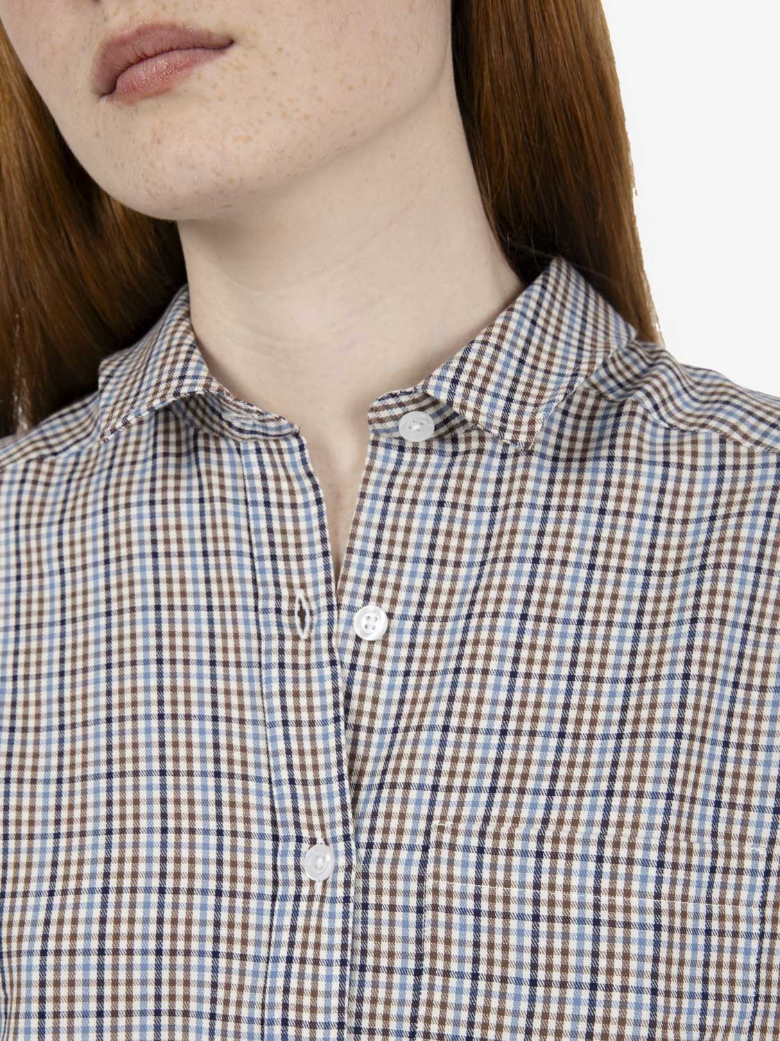 Oversized dark brown/blue checked shirt