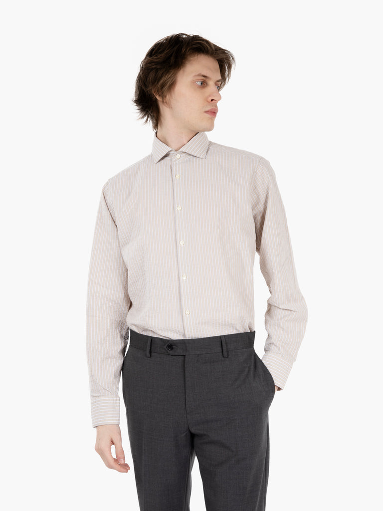 GMF - Camicia regular a righe beige