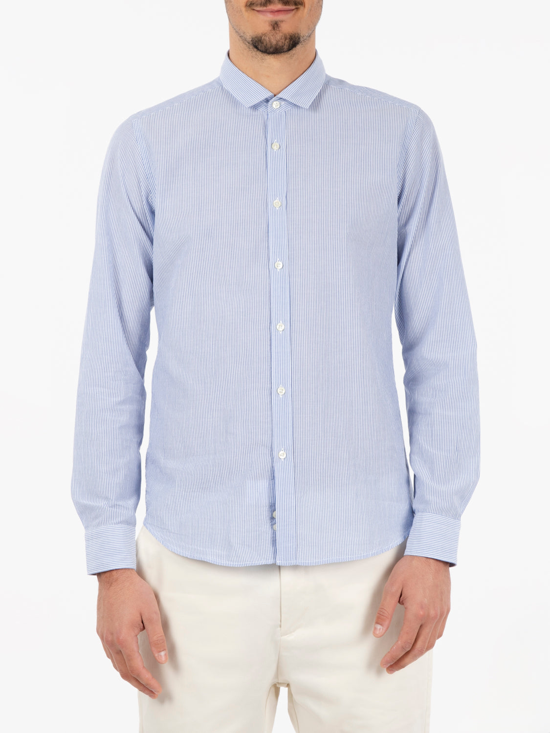 White/blue striped shirt
