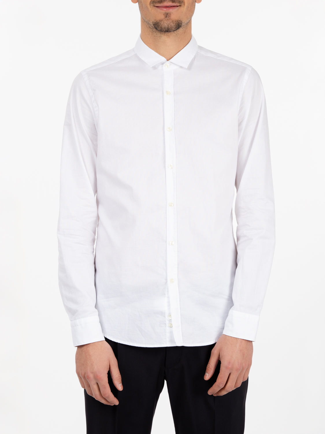 White cotton slim shirt