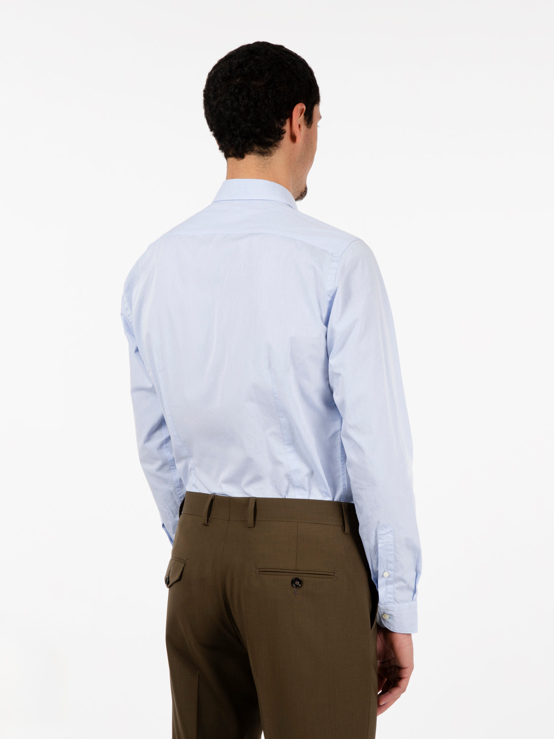 Slim fit shirt with micro pattern in light blue cotton