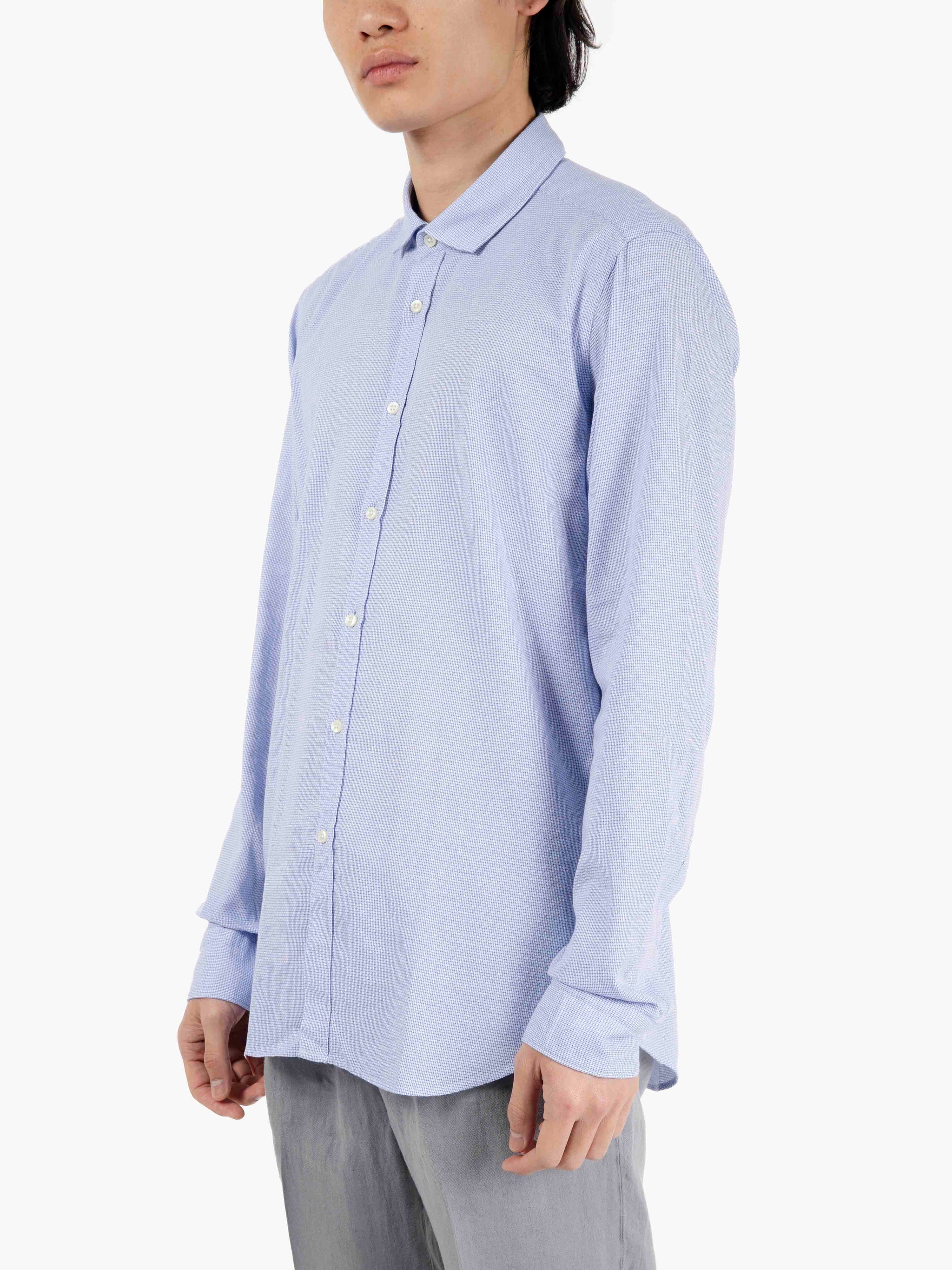 Camicia tessuto operato slim azzurro / bianco