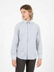 GMF - Camicia a righe in flanella azzurro / bianco