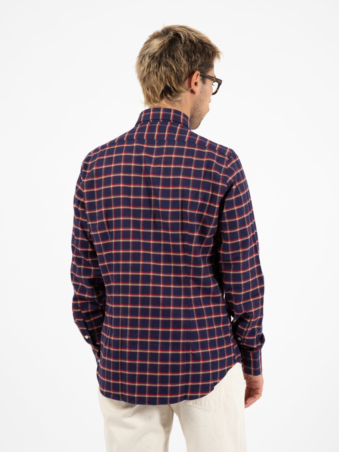 Camicia in flanella check blu / rosso