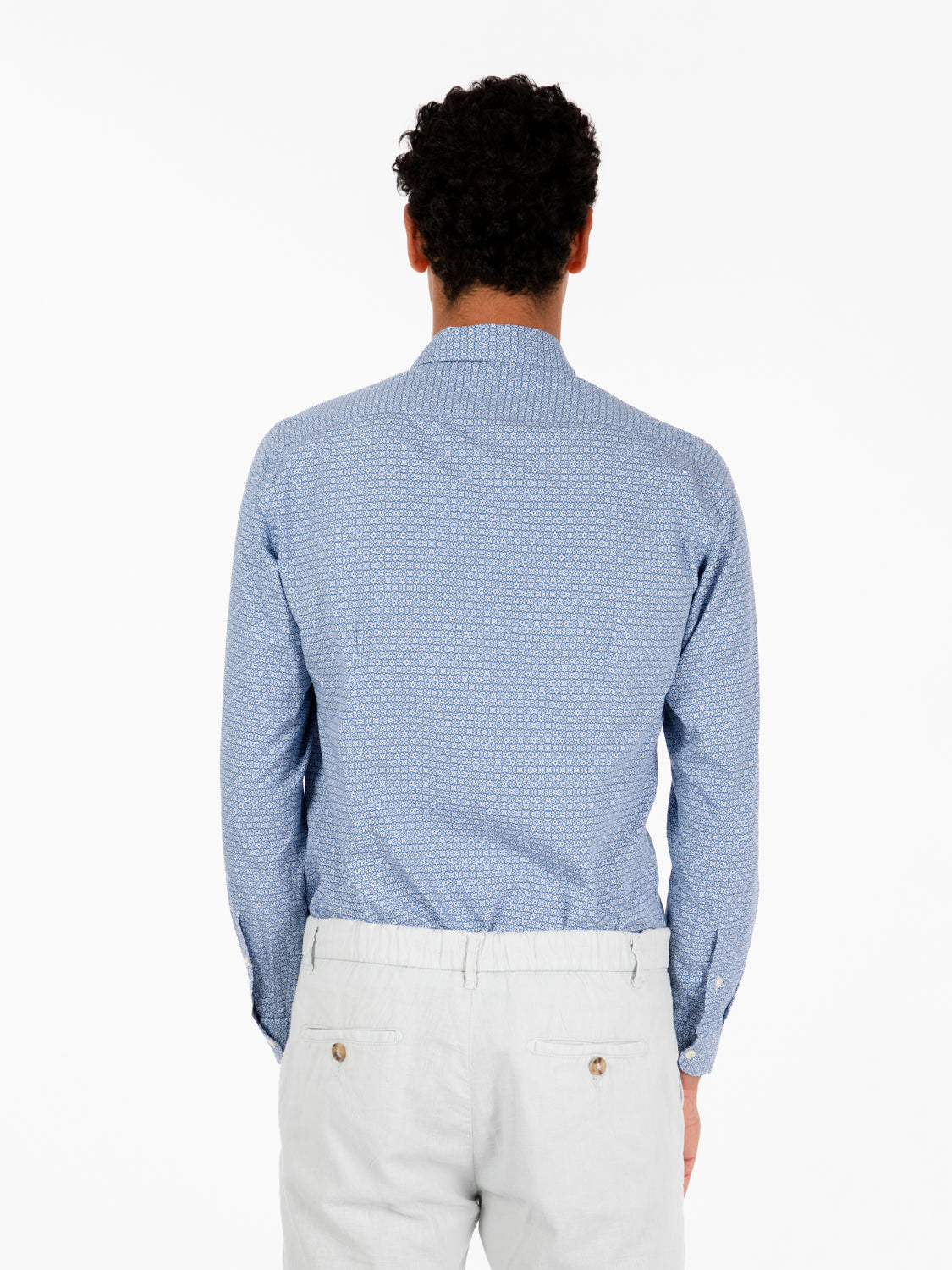 Blue/white micro floral pattern shirt