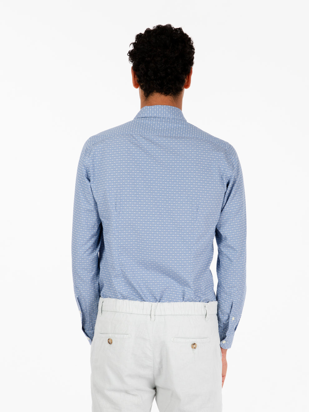 Blue/white micro floral pattern shirt