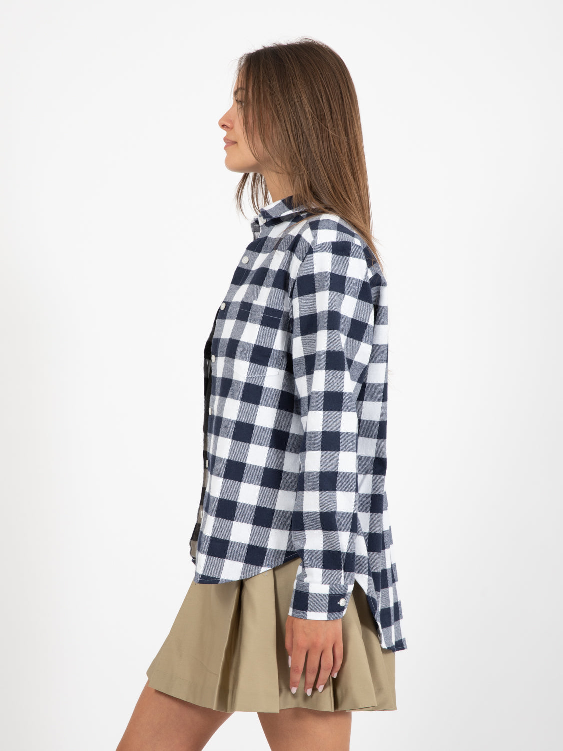 Camicia over check flanella bianco / blu