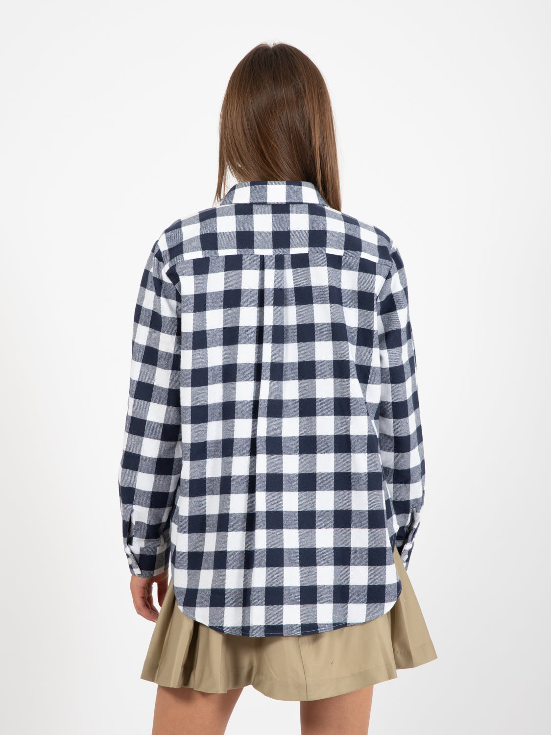 Camicia over check flanella bianco / blu