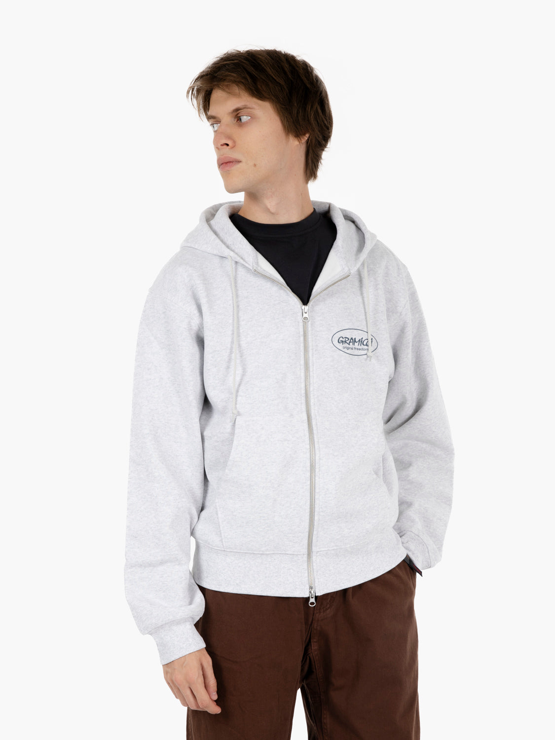 Ash grey graphic print hoodie