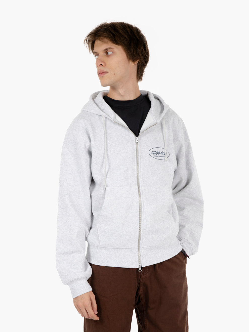 Ash grey graphic print hoodie