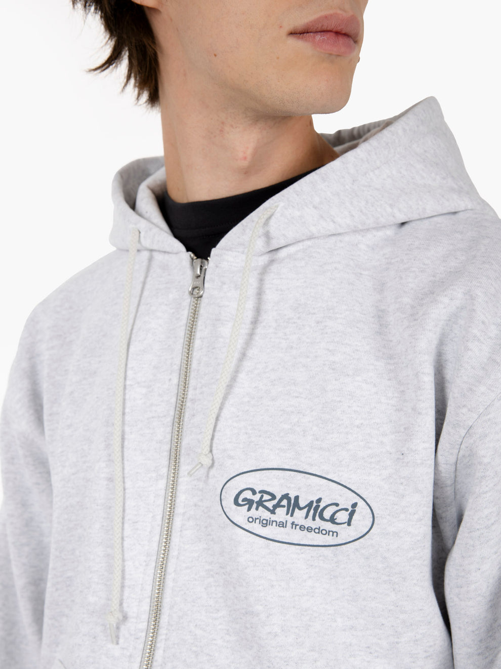 Ash grey graphic print hoodie