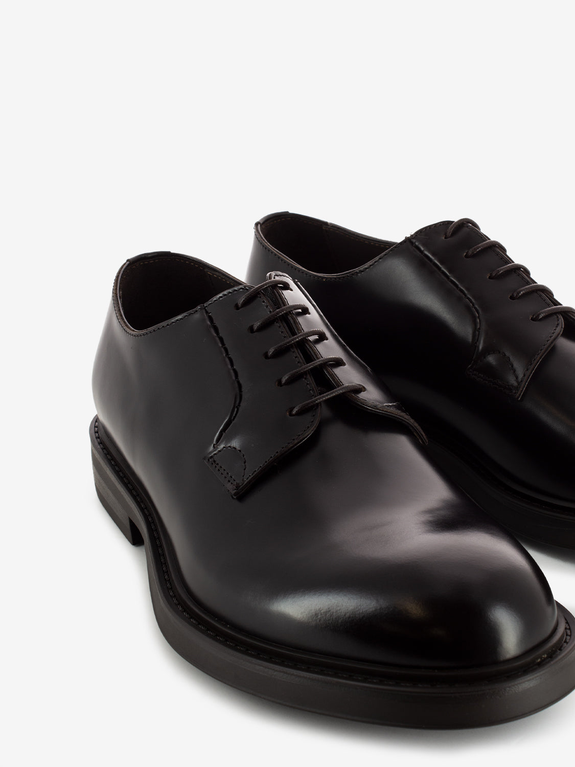 Brown leather derby with rubber sole