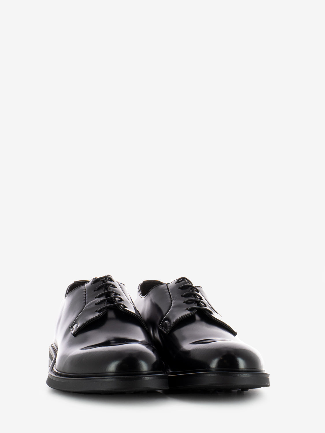 Black leather derby shoes with rubber sole