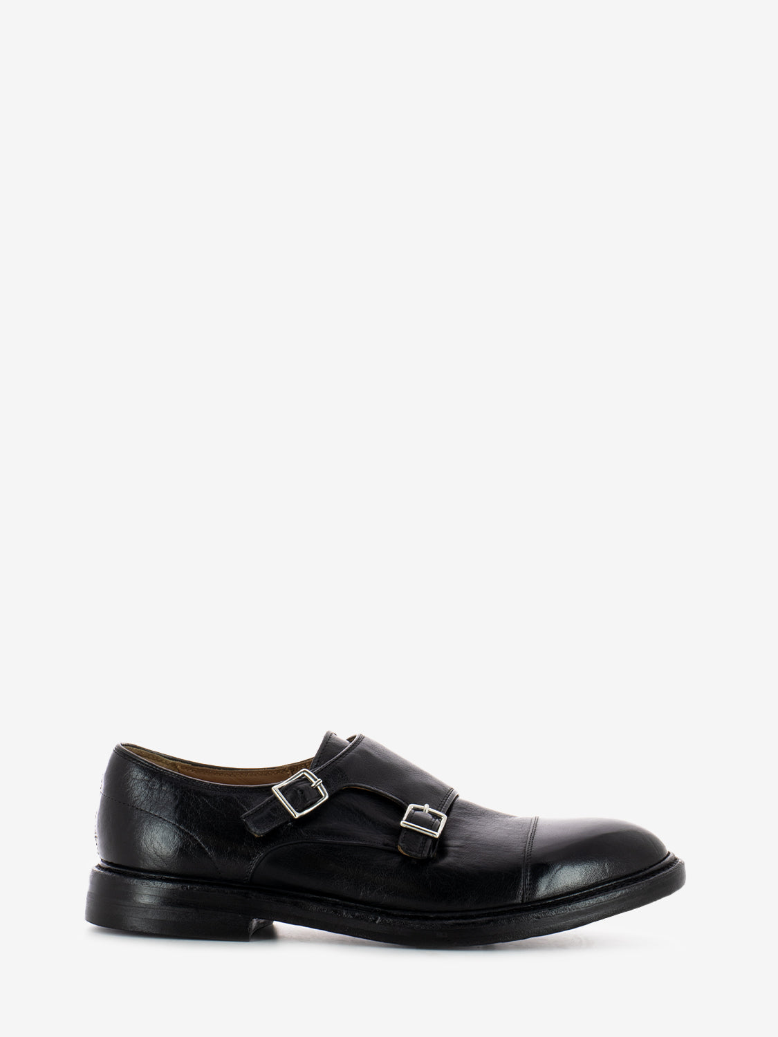 Black Buckle Leather Loafers