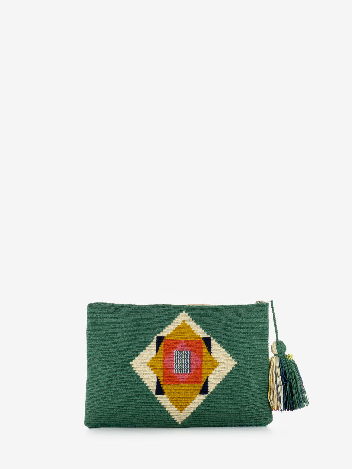 Vulture clutch bag jade green / mustard