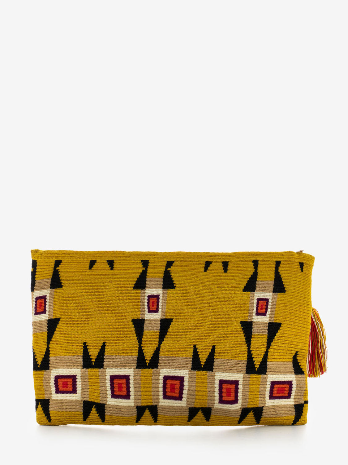 Large clutch bag Magpie mustard / burgundy