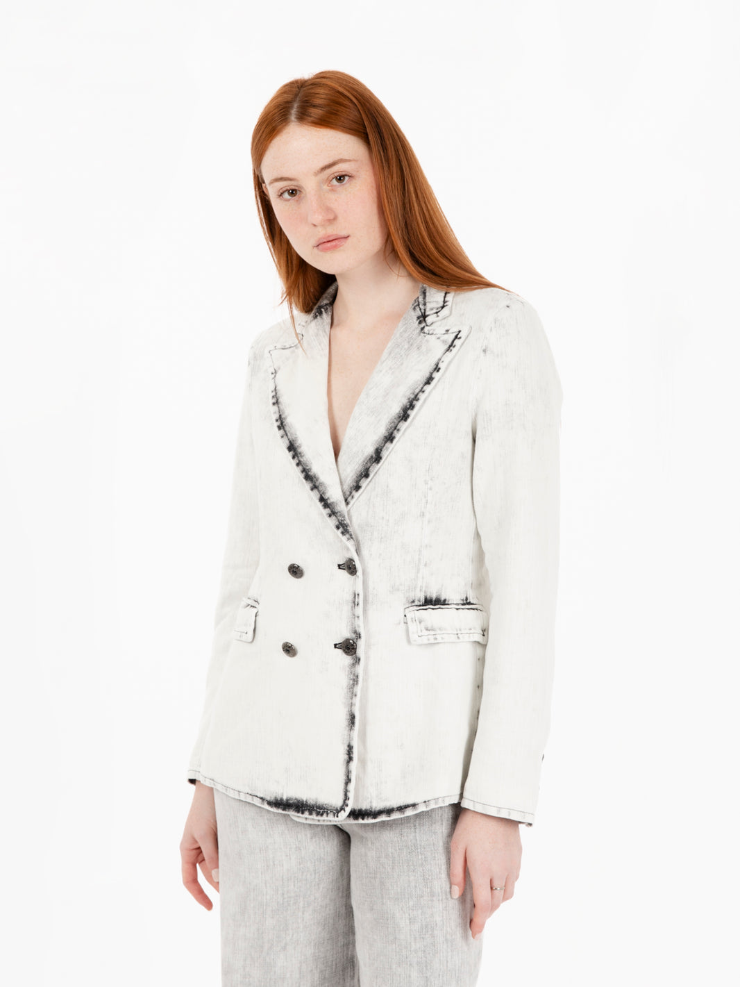 Japan black super gray denim blazer with shoulder pads