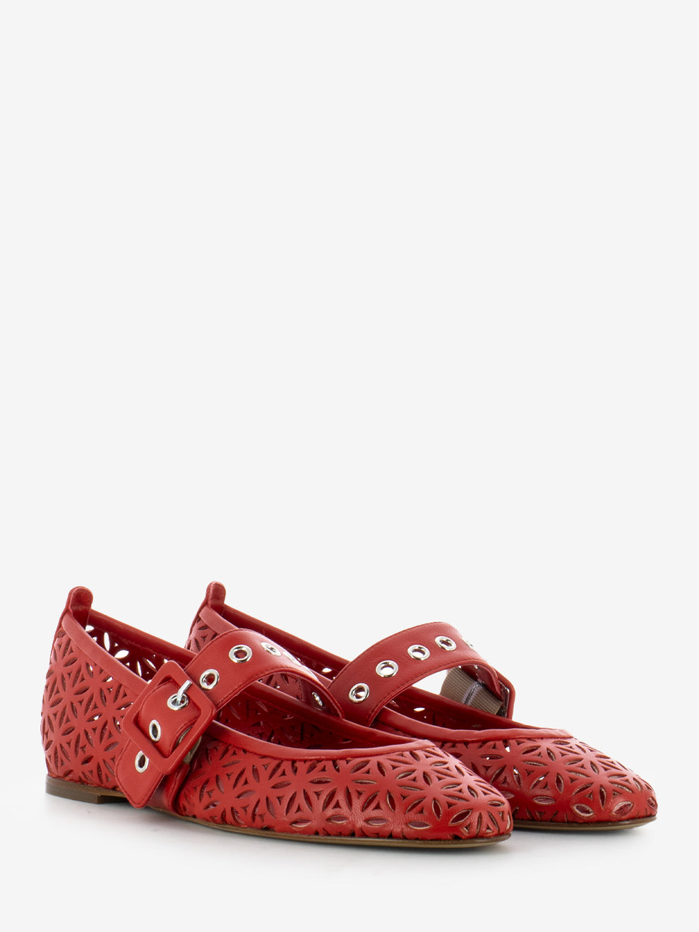 Red perforated ballerina
