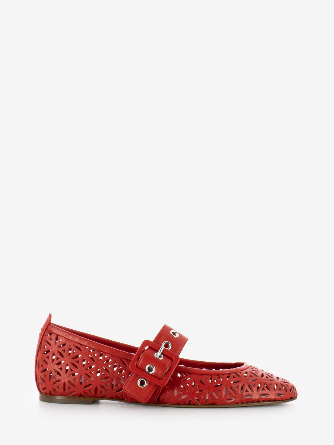 Red perforated ballerina