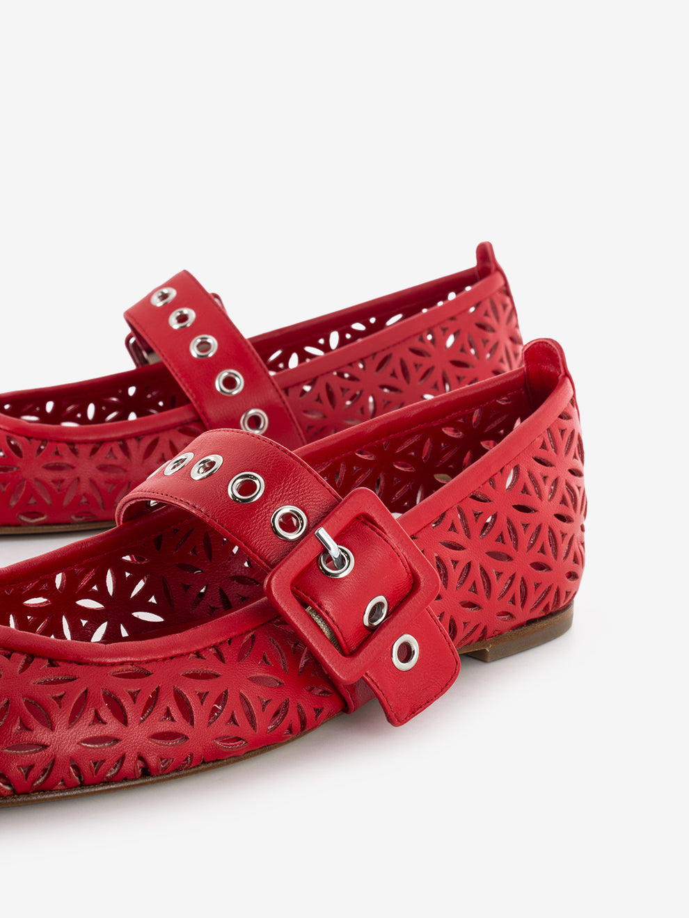 Red perforated ballerina