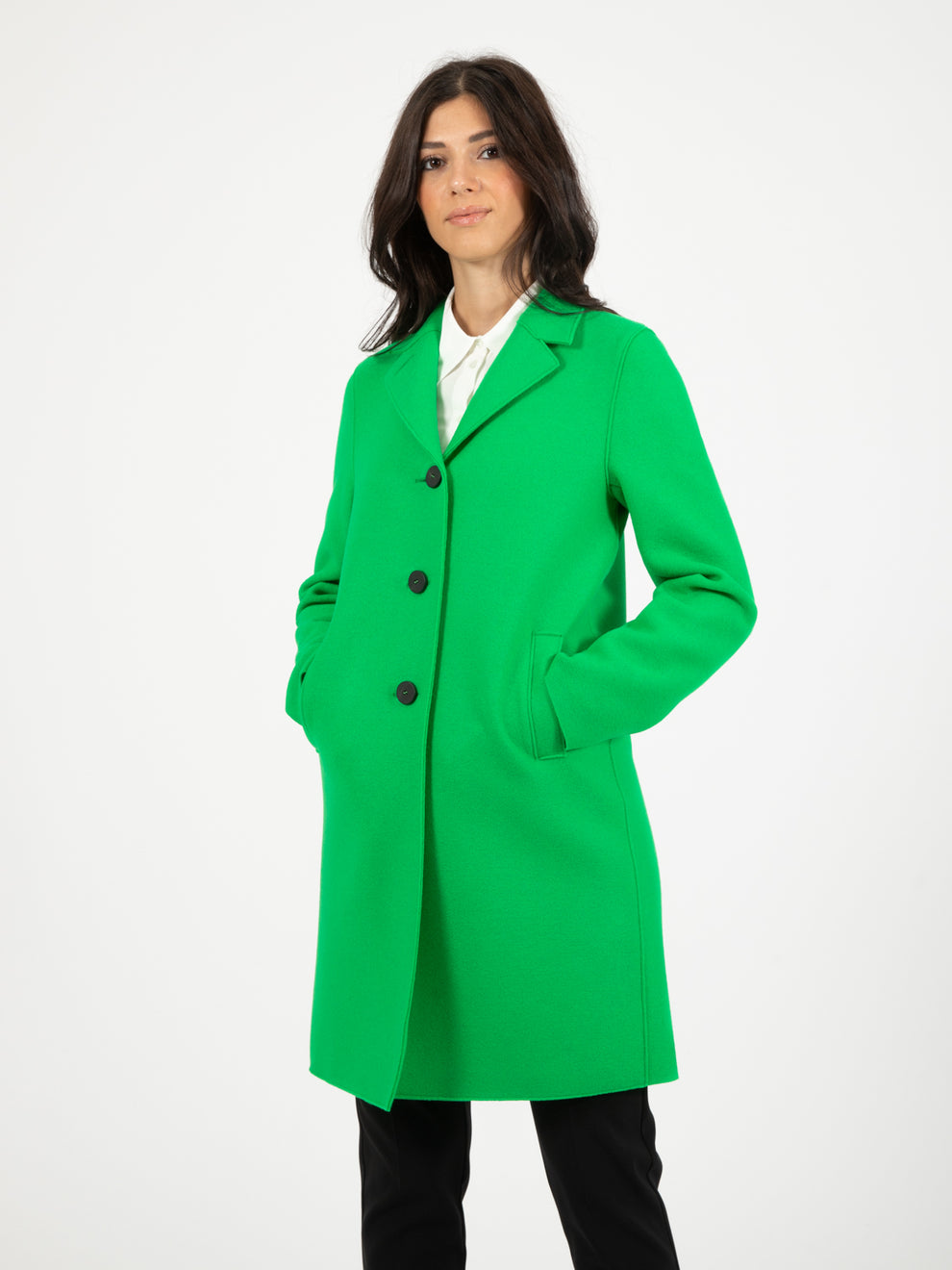 Parakeet green button up boxy coat