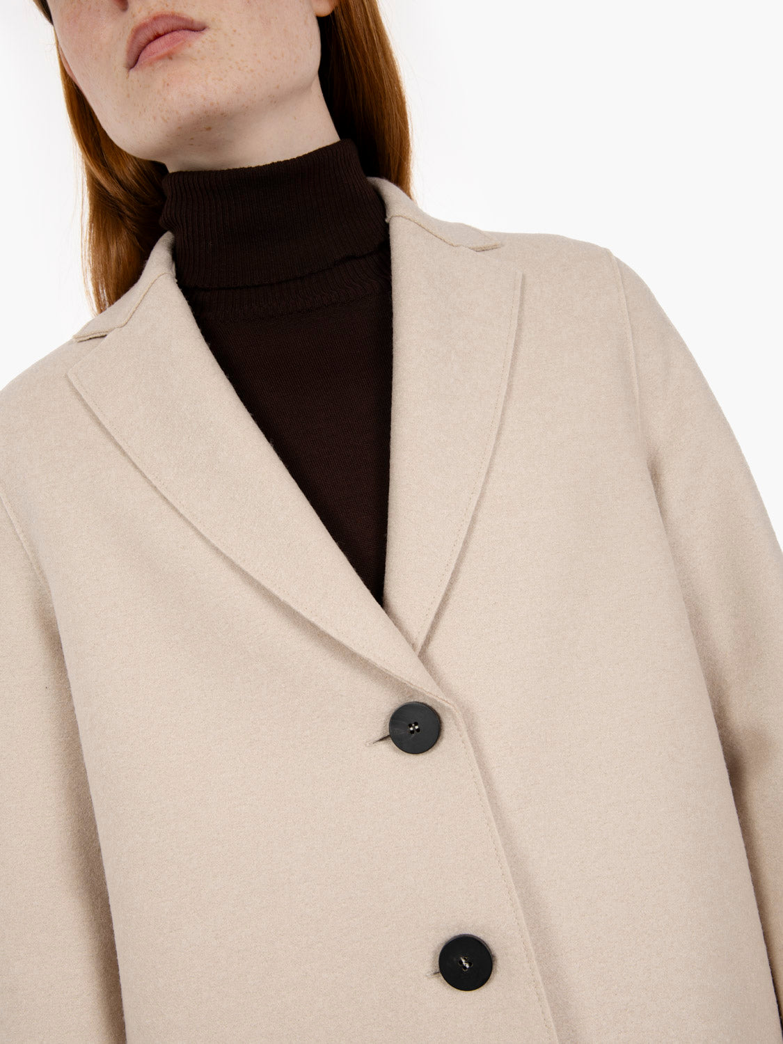 Cappotto a ovetto pressed wool almond