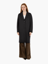 Pressed wool black egg-shaped coat