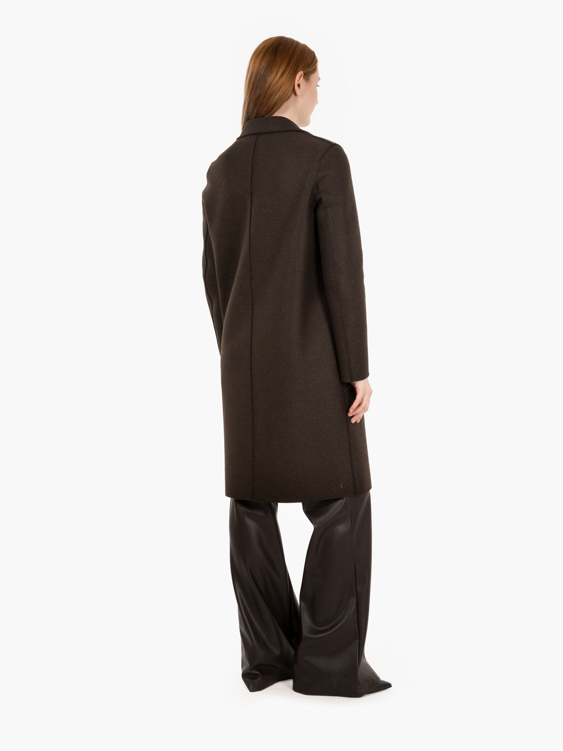 Cappotto a ovetto pressed wool dark brown