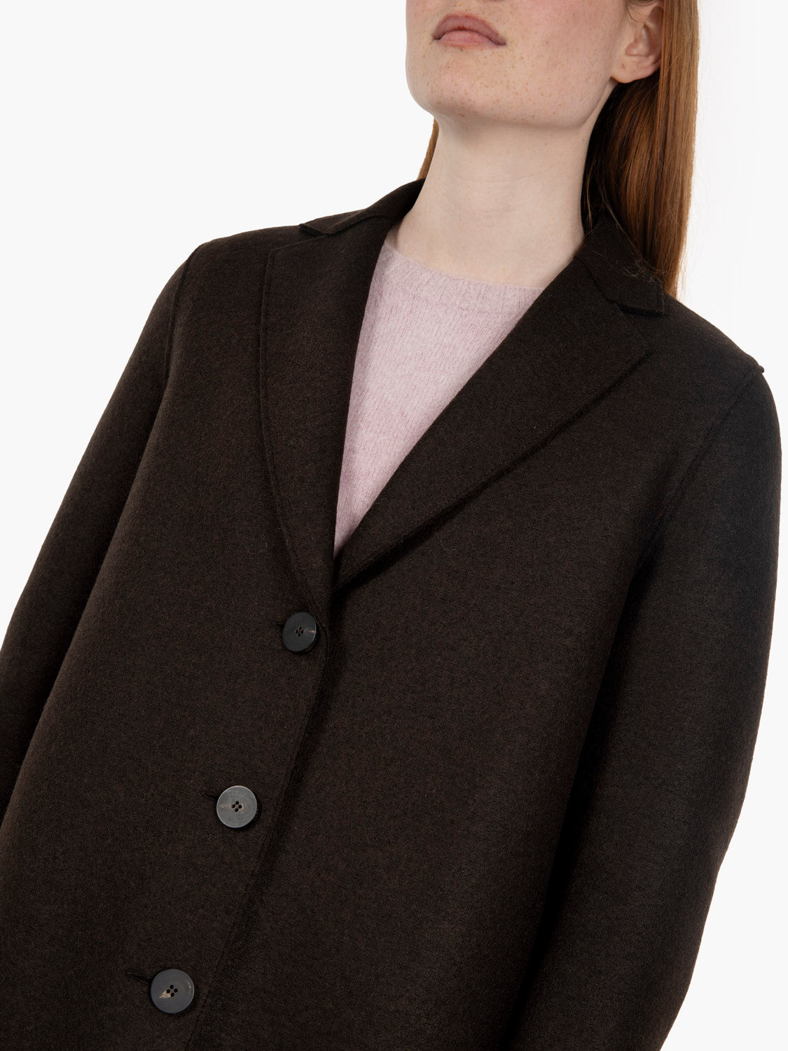 Cappotto a ovetto pressed wool dark brown