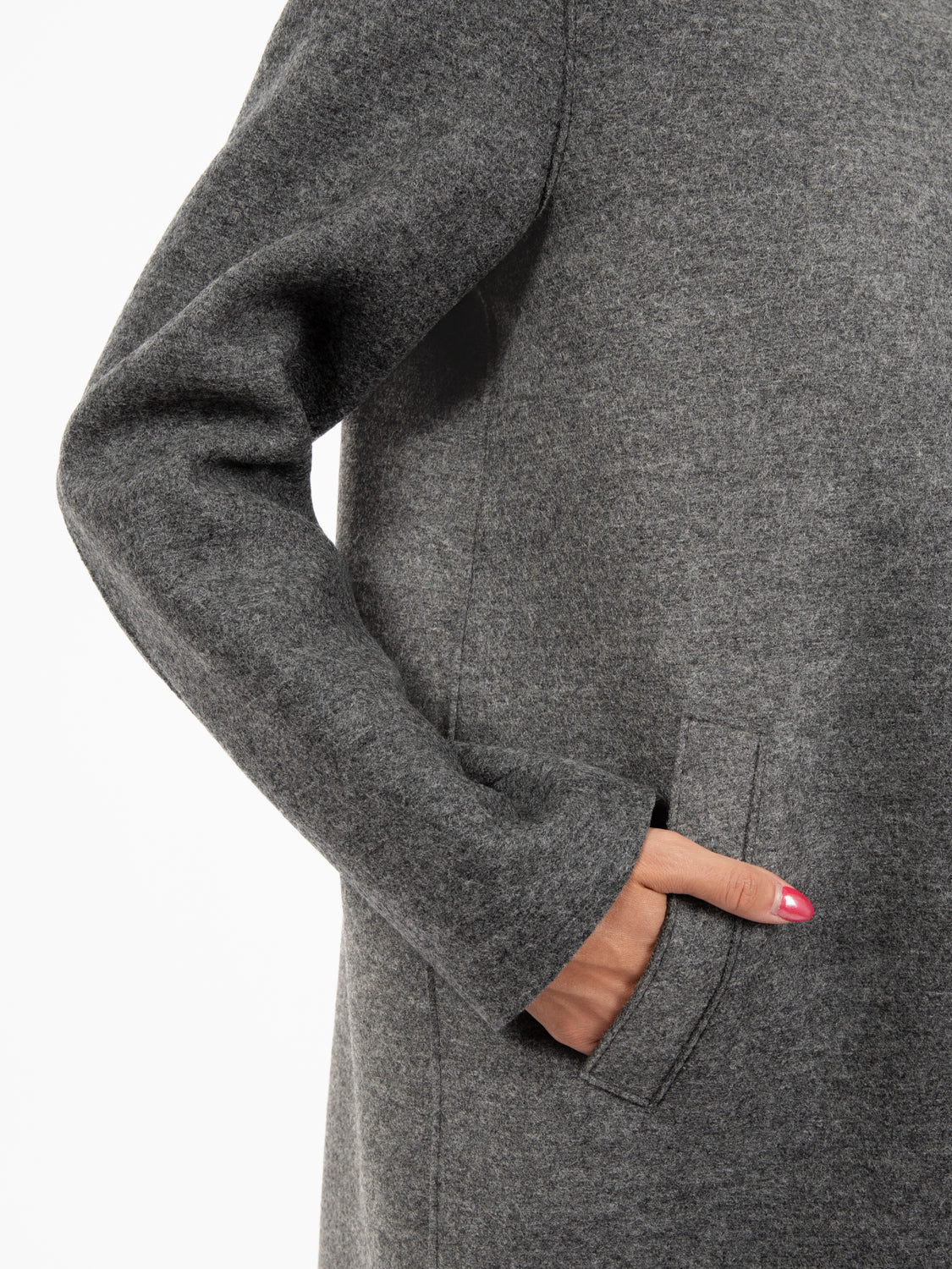 Egg shaped coat pressed wool middle grey