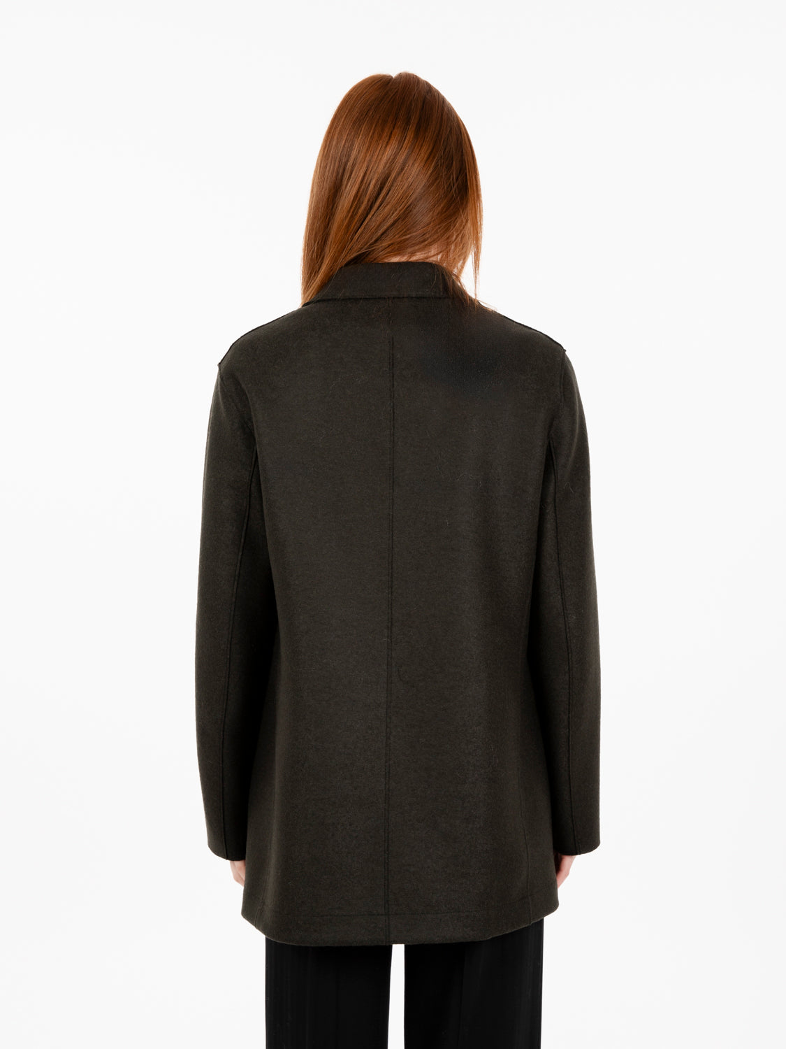 Slouchy peacoat pressed wool dark khaki