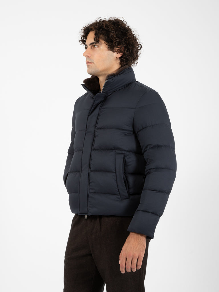 HERNO - Bomber in lana norfolk blu