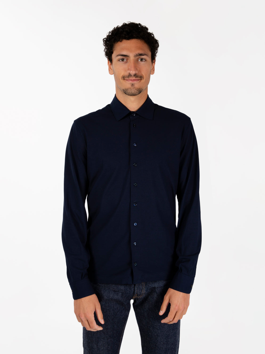 Camicia in jersey light blu