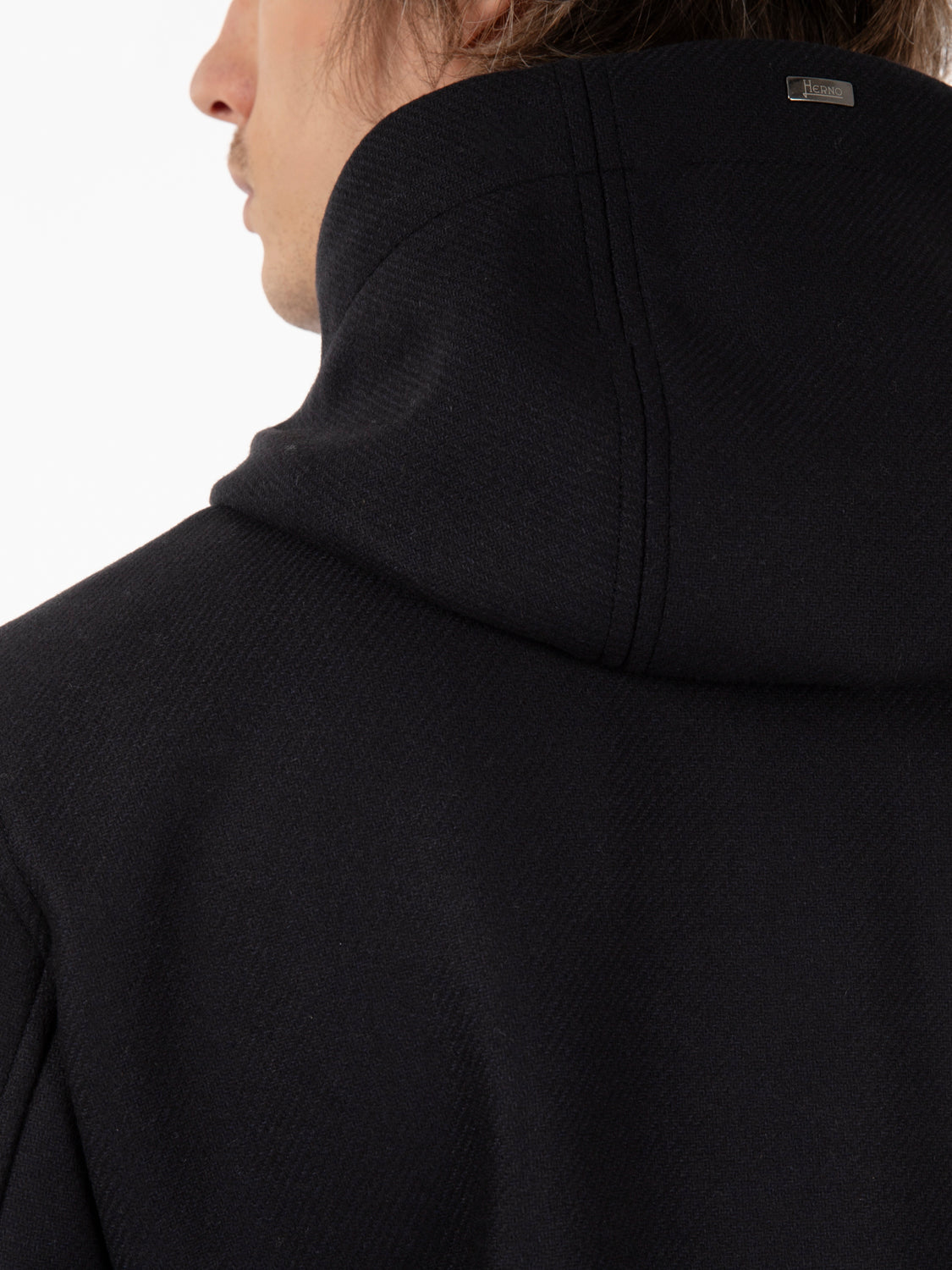 Long parka with blue hood