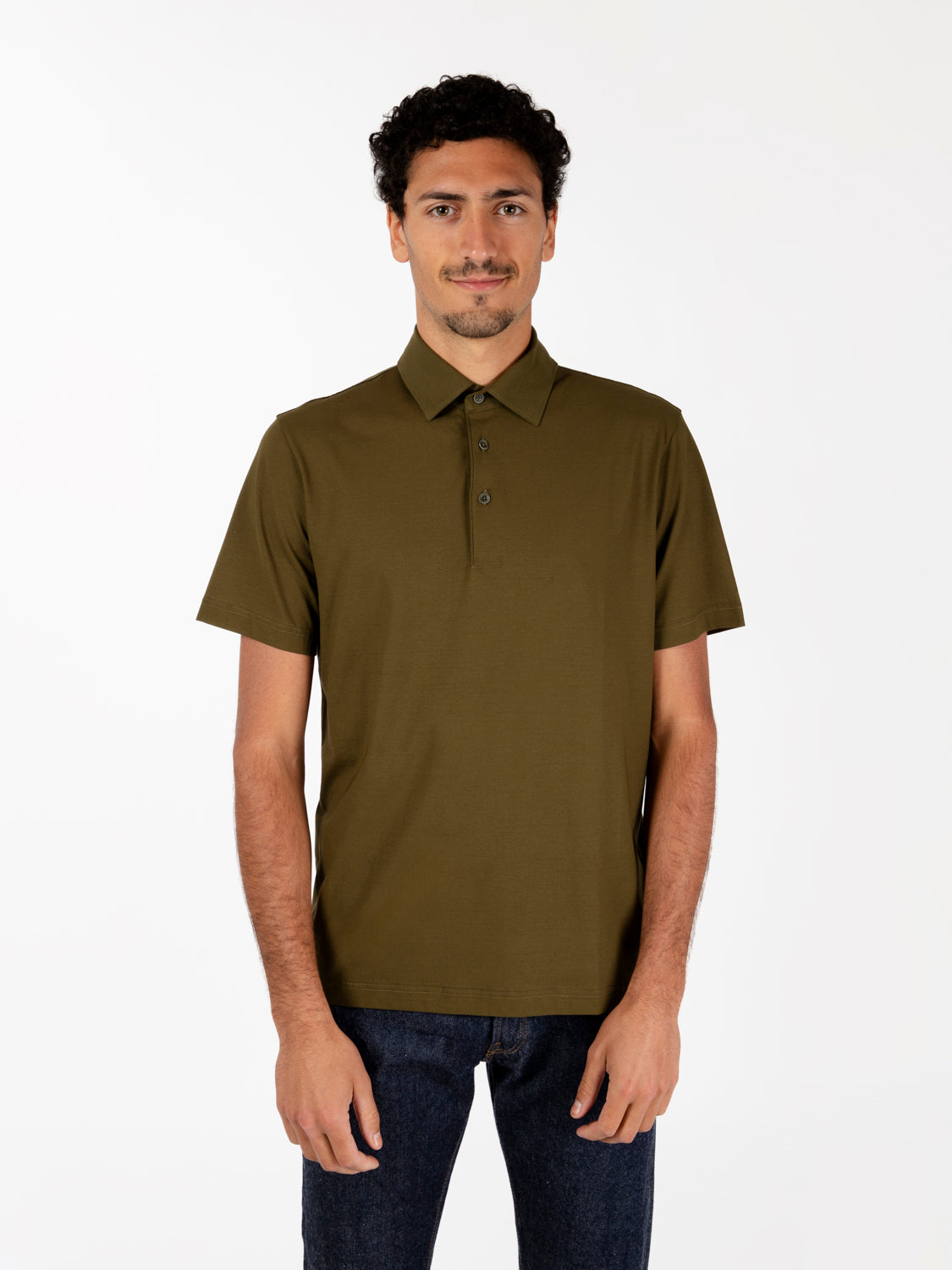 Military crêpe jersey polo shirt
