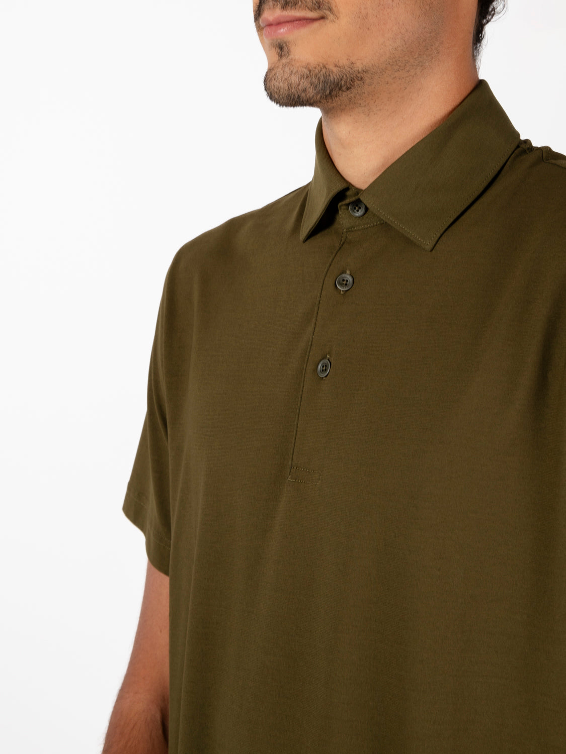 Military crêpe jersey polo shirt