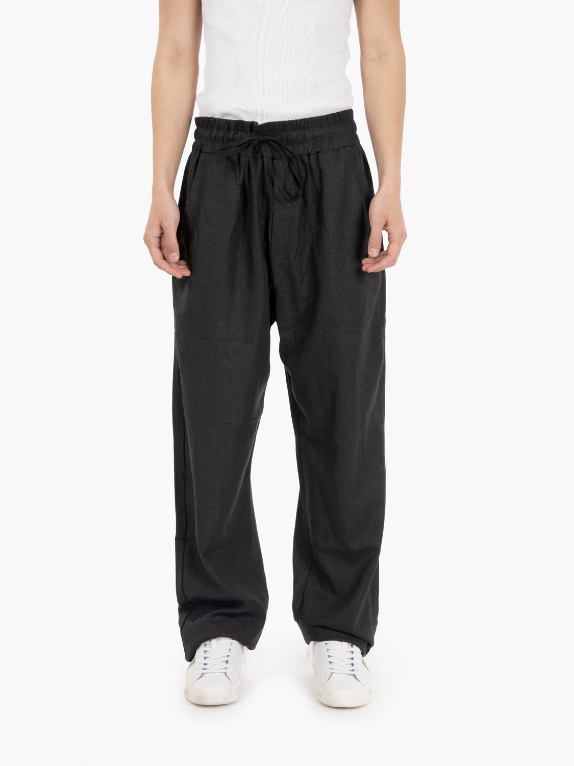 Soft black linen trousers