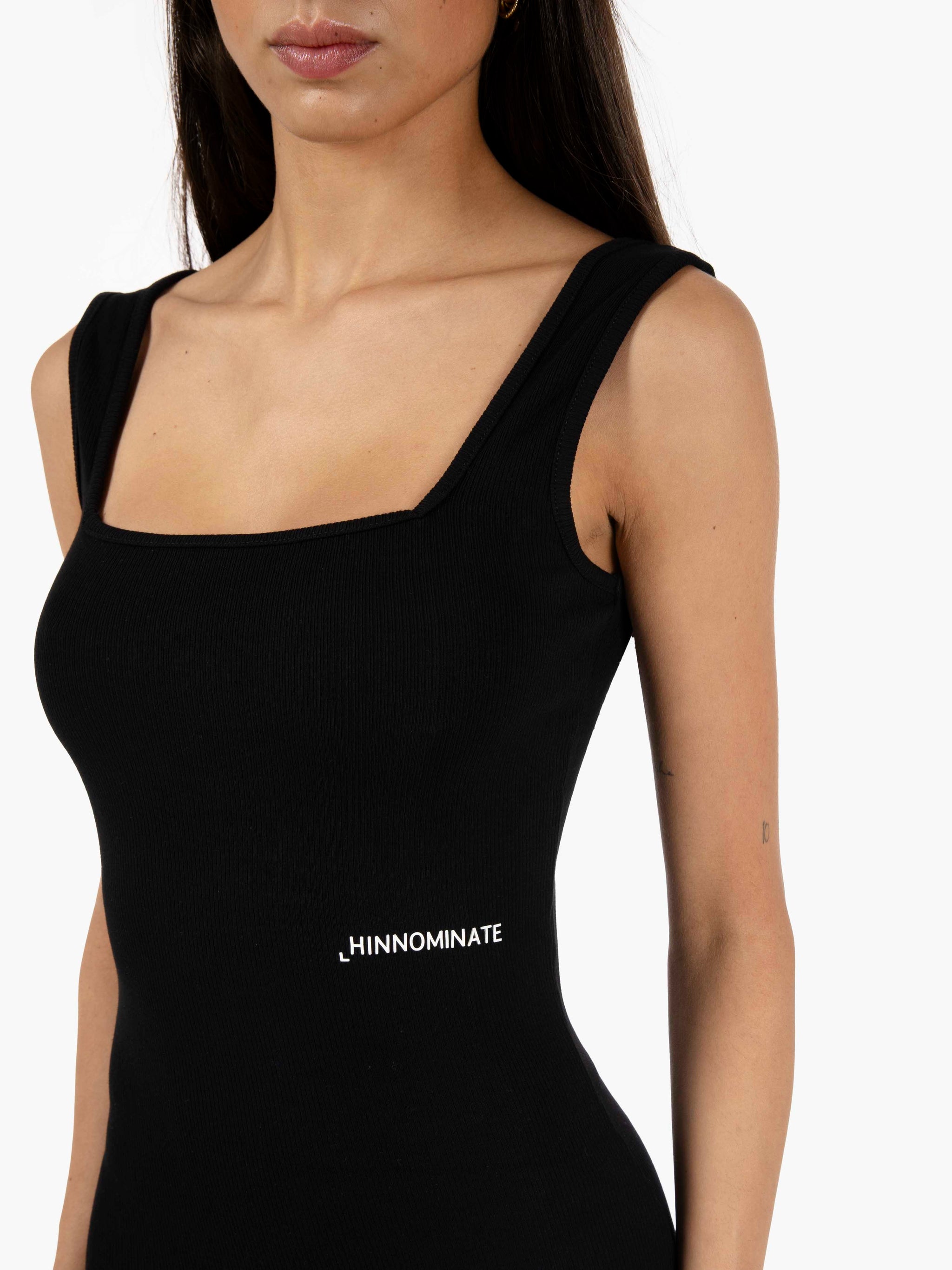 Black Open Back Ribbed Mini Dress