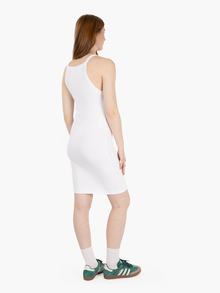 HINNOMINATE - Abito corto a costine scollo halter bianco
