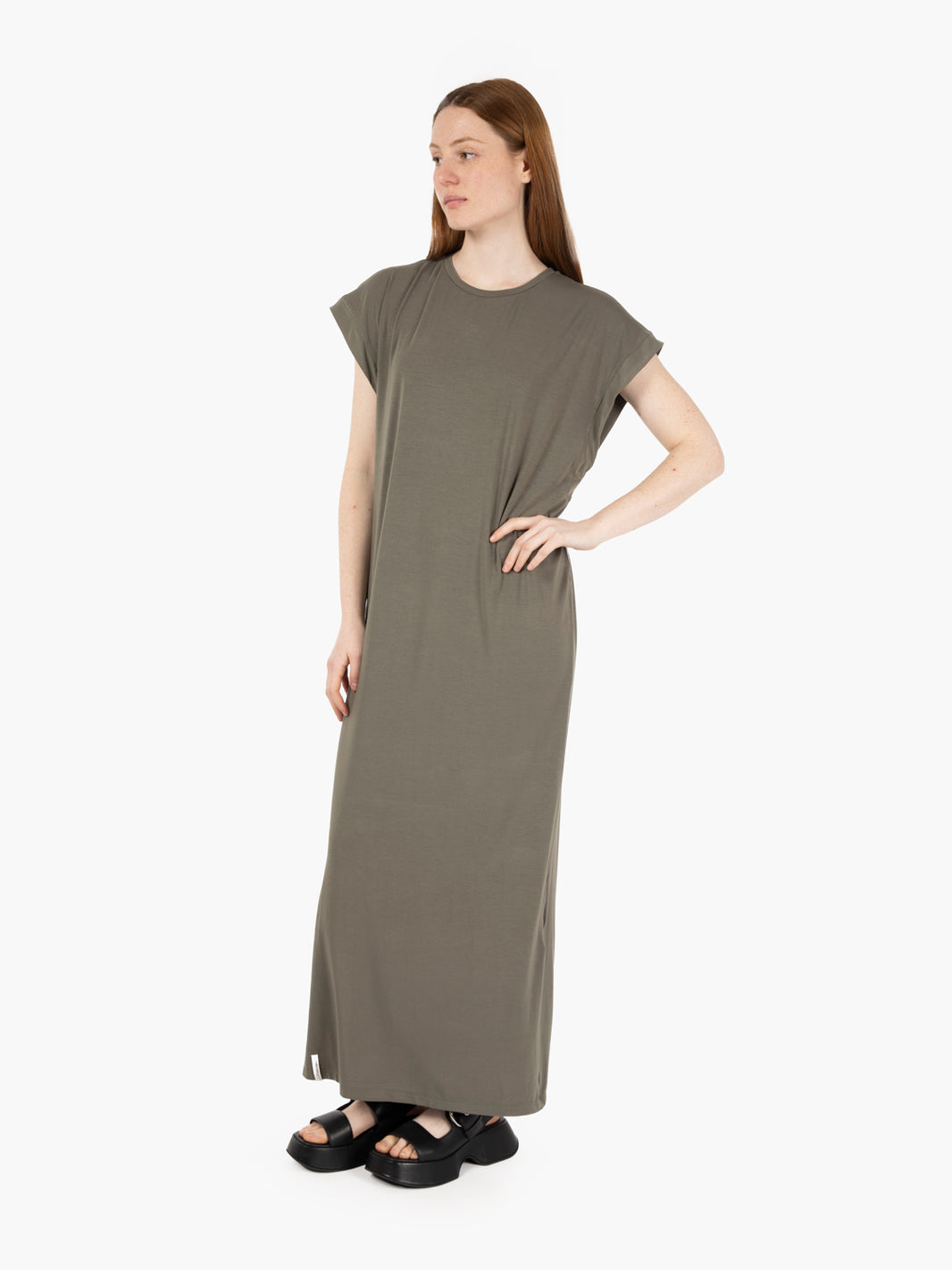 Long dress half sleeve moss