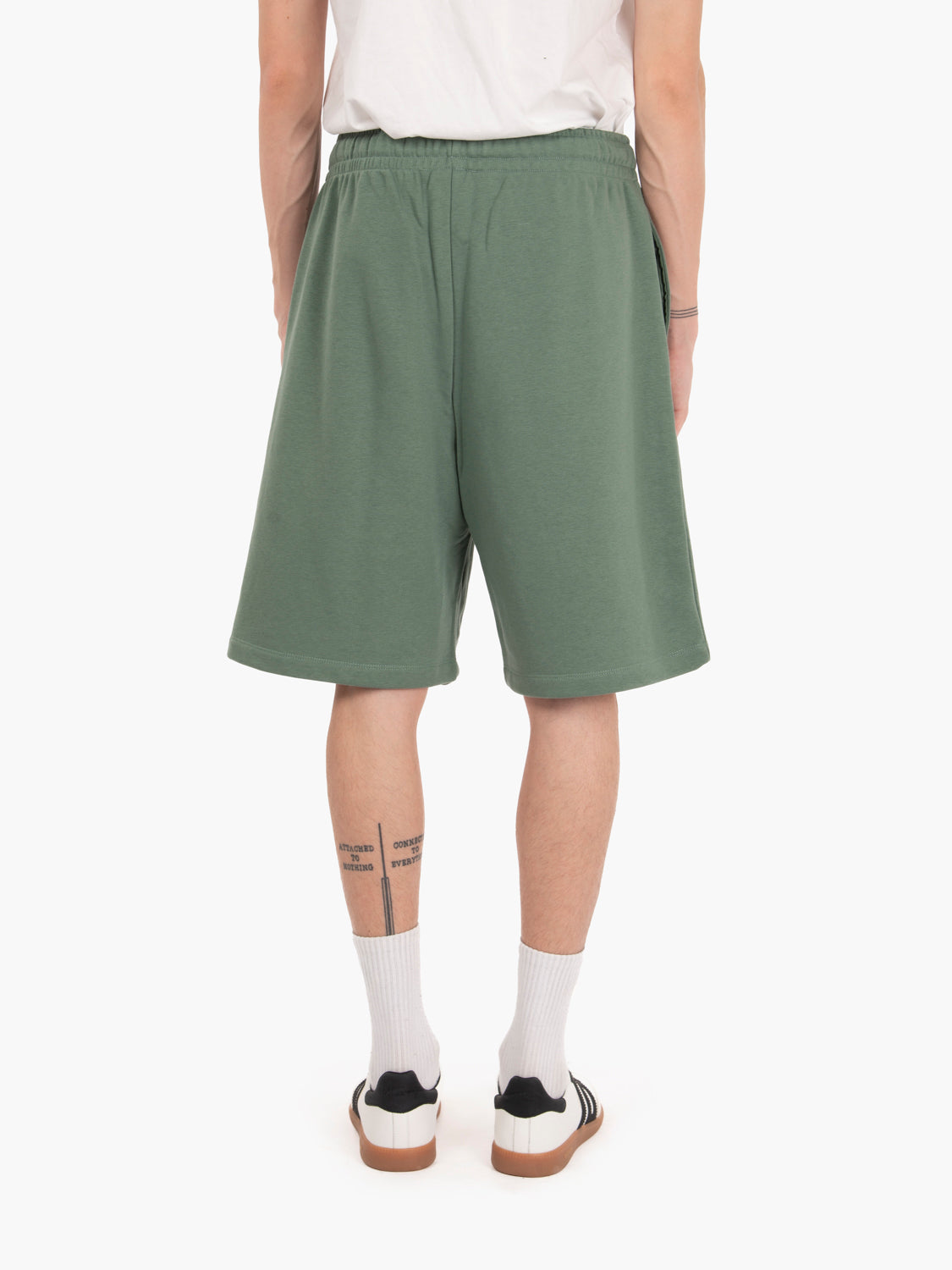 Moss green fleece Bermuda shorts
