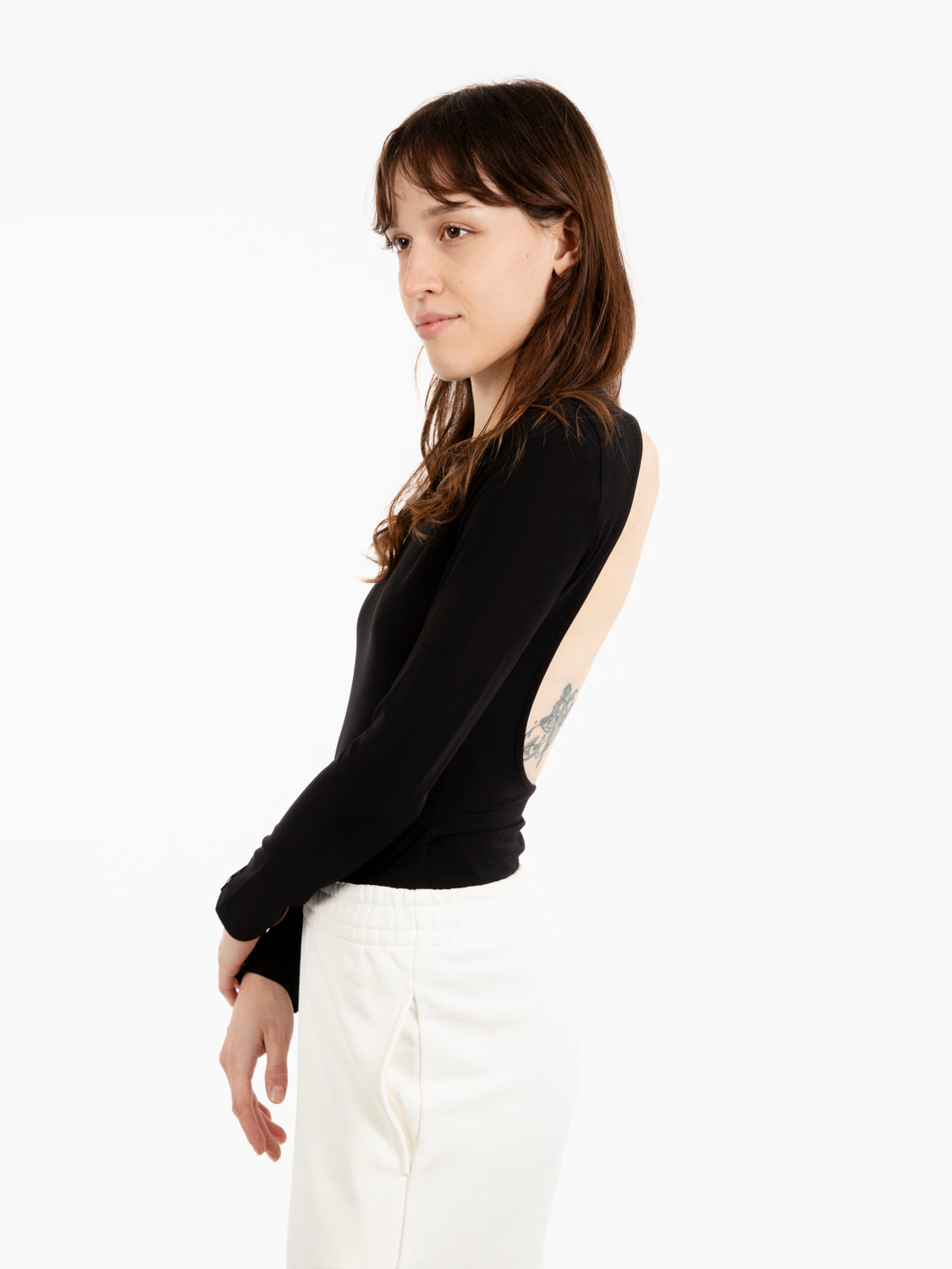 Black Backless Viscose Bodysuit