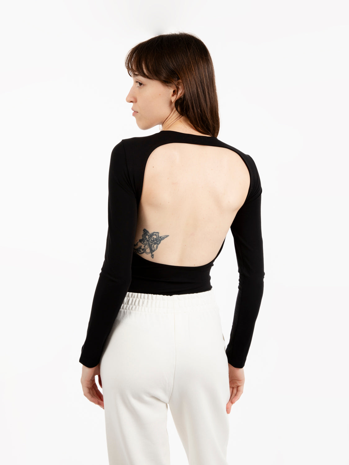 Black Backless Viscose Bodysuit