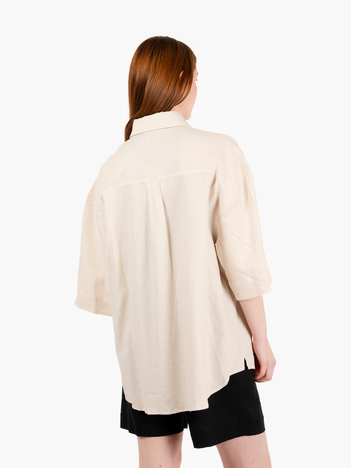 Camicia a maniche corte ecrù