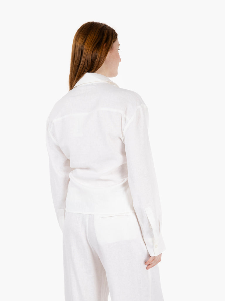HINNOMINATE - Camicia in lino annodata bianco