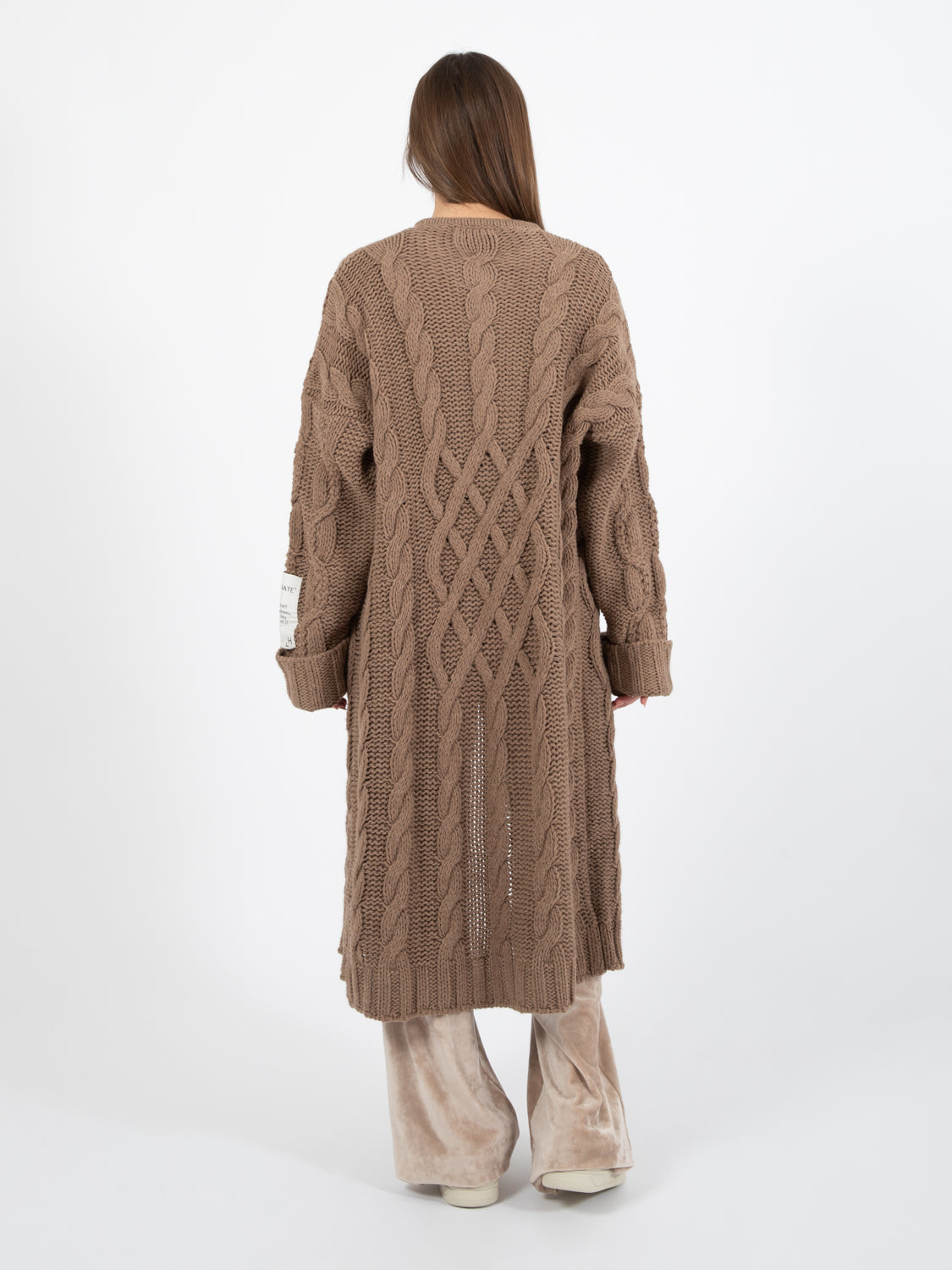Long cardigan with dove grey braids