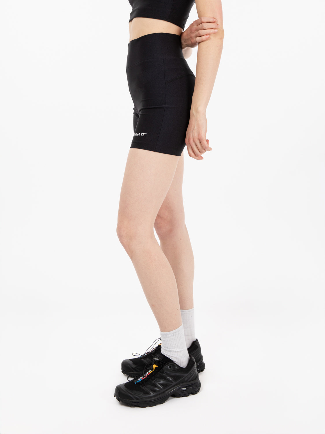 Ciclista Lycra lucida vita alta nero